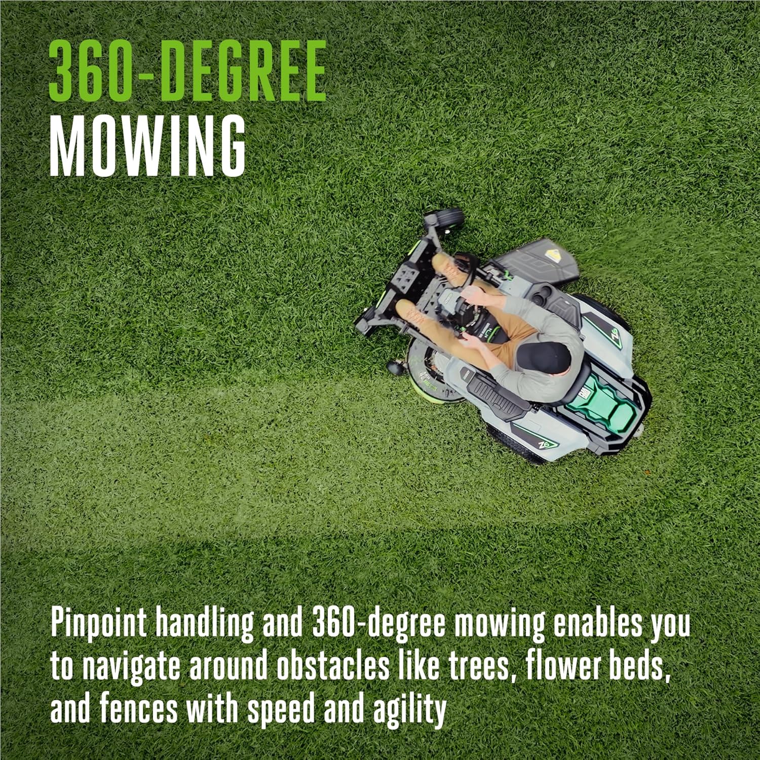 Step-by-step guide for EGO Z6 zero turn mower review showing setup and operation of the 52-inch model