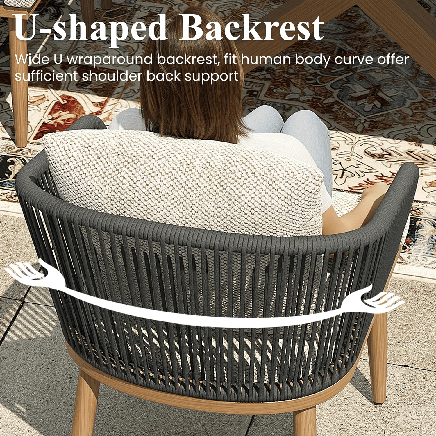 Step-by-step assembly and use guide for LayinSun outdoor patio dining set review showing setup on a wooden deck