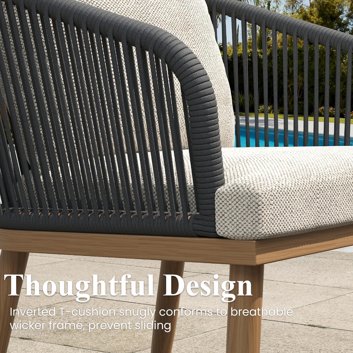 LayinSun outdoor patio dining set review showing real-world performance testing on a backyard patio during rain and sun