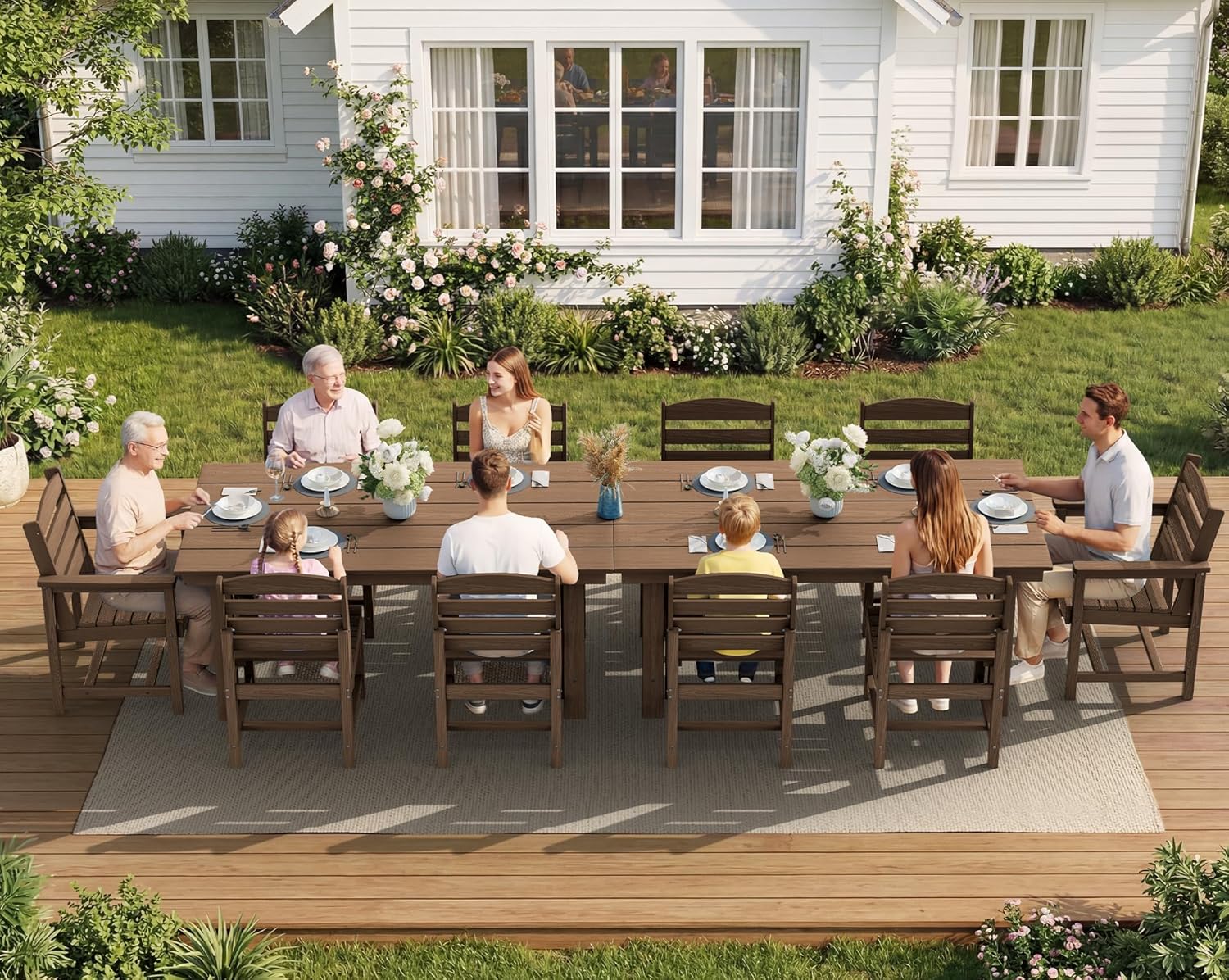 SERWALL patio dining set review and rating featuring HDPE material and brown finish